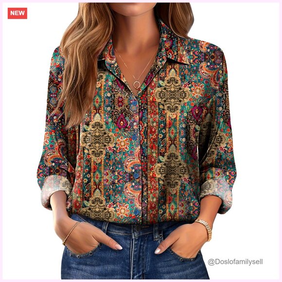 Tops - Long Sleeve Satin Button Down Shirt, Business Casual Blouse, Versatile Top